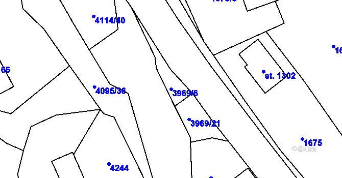 Parcela st. 3969/6 v KÚ Kozlovice, Katastrální mapa