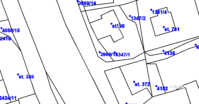 Parcela st. 3969/15 v KÚ Kozlovice, Katastrální mapa