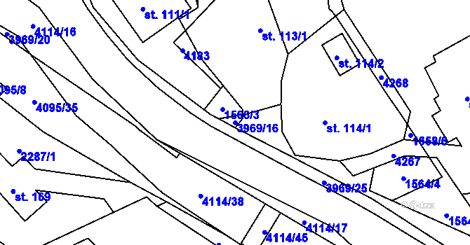 Parcela st. 3969/16 v KÚ Kozlovice, Katastrální mapa