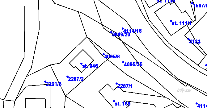 Parcela st. 4095/8 v KÚ Kozlovice, Katastrální mapa