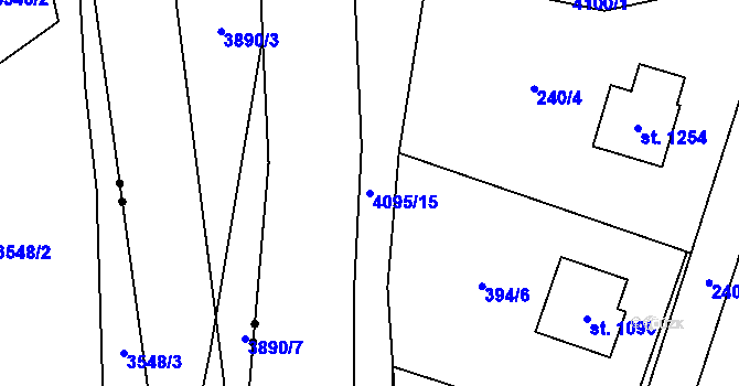 Parcela st. 4095/15 v KÚ Kozlovice, Katastrální mapa