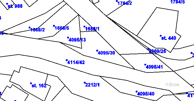 Parcela st. 4095/39 v KÚ Kozlovice, Katastrální mapa