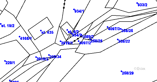 Parcela st. 4097/2 v KÚ Kozlovice, Katastrální mapa