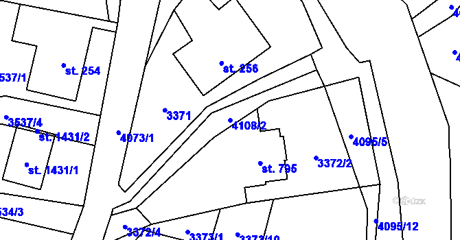 Parcela st. 4108/2 v KÚ Kozlovice, Katastrální mapa