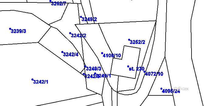 Parcela st. 4108/10 v KÚ Kozlovice, Katastrální mapa