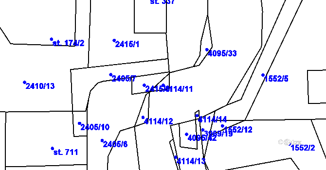Parcela st. 4114/11 v KÚ Kozlovice, Katastrální mapa