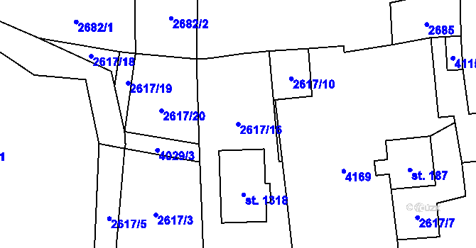 Parcela st. 2617/16 v KÚ Kozlovice, Katastrální mapa