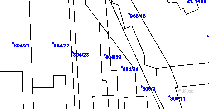Parcela st. 804/59 v KÚ Kozlovice, Katastrální mapa