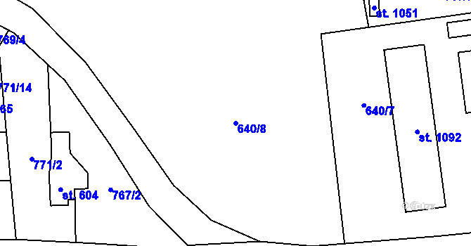 Parcela st. 640/8 v KÚ Kozlovice, Katastrální mapa