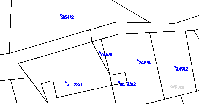 Parcela st. 246/8 v KÚ Kozlovice, Katastrální mapa