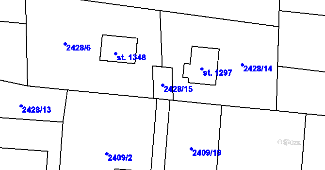Parcela st. 2428/15 v KÚ Kozlovice, Katastrální mapa