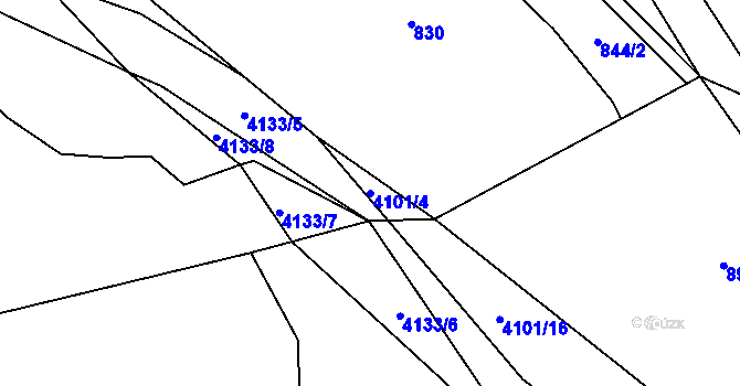 Parcela st. 4101/4 v KÚ Kozlovice, Katastrální mapa