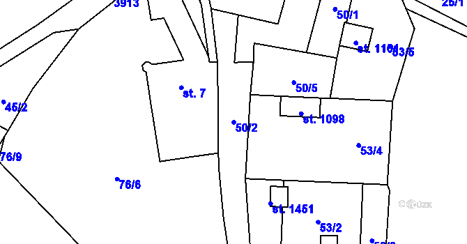 Parcela st. 50/2 v KÚ Kozlovice, Katastrální mapa