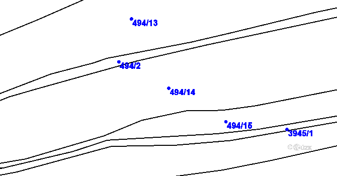 Parcela st. 494/14 v KÚ Kozlovice, Katastrální mapa