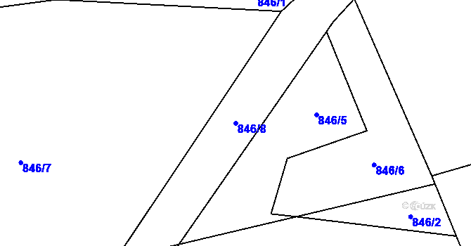 Parcela st. 846/8 v KÚ Kozlovice, Katastrální mapa
