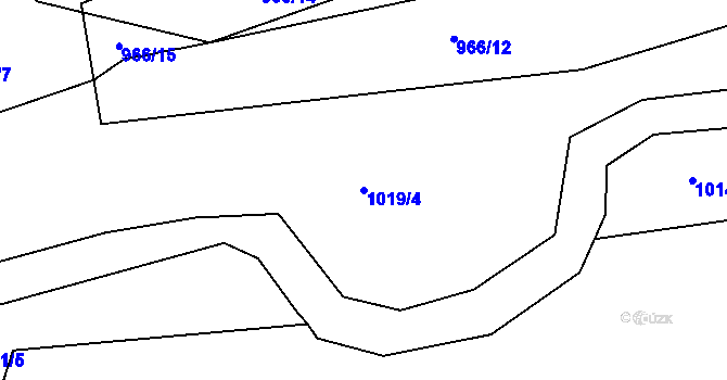 Parcela st. 1019/4 v KÚ Kozlovice, Katastrální mapa