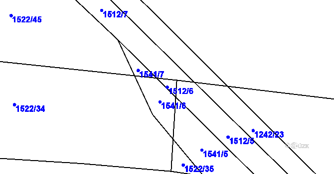 Parcela st. 1512/6 v KÚ Kozlovice, Katastrální mapa