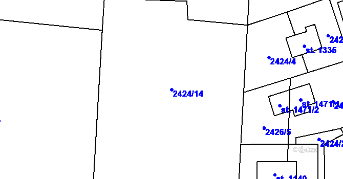 Parcela st. 2424/14 v KÚ Kozlovice, Katastrální mapa