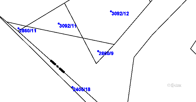 Parcela st. 2860/9 v KÚ Kozlovice, Katastrální mapa