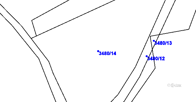 Parcela st. 3480/14 v KÚ Kozlovice, Katastrální mapa