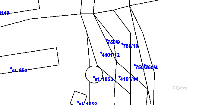 Parcela st. 4101/12 v KÚ Kozlovice, Katastrální mapa