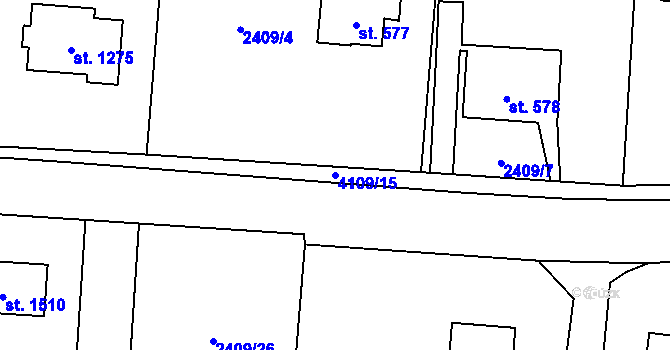 Parcela st. 4109/15 v KÚ Kozlovice, Katastrální mapa