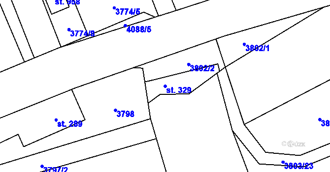 Parcela st. 329 v KÚ Měrkovice, Katastrální mapa