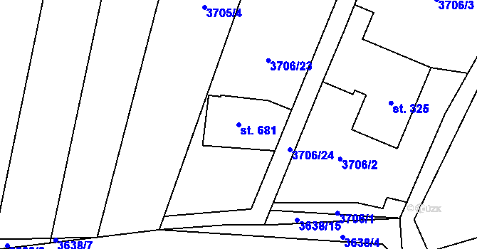 Parcela st. 681 v KÚ Měrkovice, Katastrální mapa