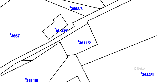 Parcela st. 3611/2 v KÚ Měrkovice, Katastrální mapa