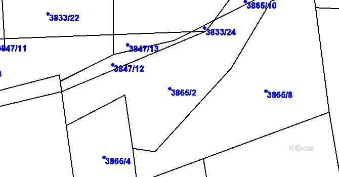 Parcela st. 3865/2 v KÚ Měrkovice, Katastrální mapa
