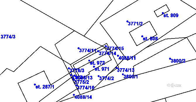 Parcela st. 3774/14 v KÚ Měrkovice, Katastrální mapa