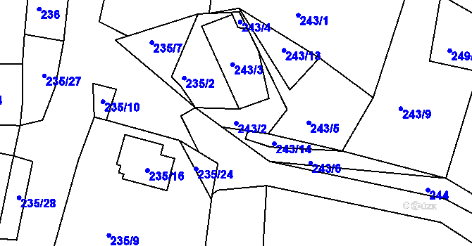 Parcela st. 243/2 v KÚ Kozly u České Lípy, Katastrální mapa