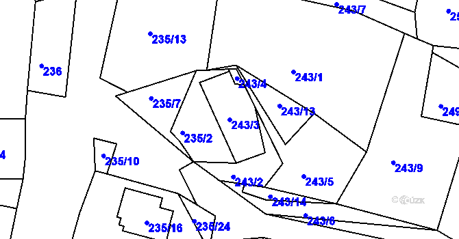 Parcela st. 243/3 v KÚ Kozly u České Lípy, Katastrální mapa
