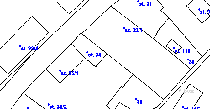 Parcela st. 32/2 v KÚ Kozly u Loun, Katastrální mapa
