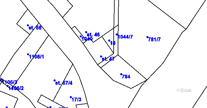 Parcela st. 47 v KÚ Kozly u Loun, Katastrální mapa