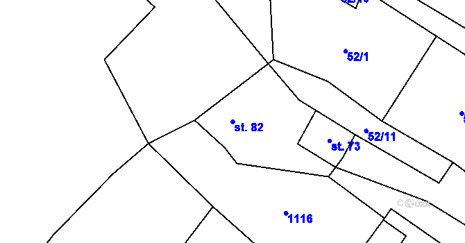 Parcela st. 82 v KÚ Kozly u Loun, Katastrální mapa