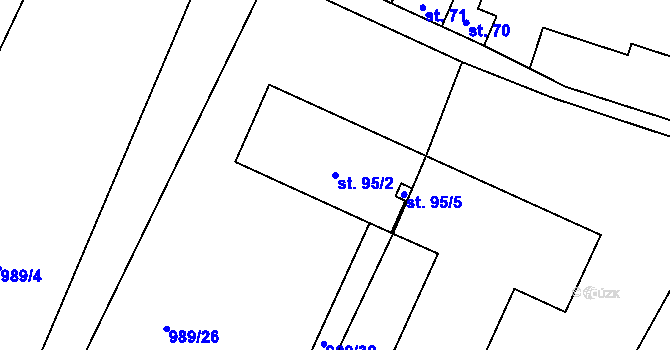 Parcela st. 95/2 v KÚ Kozly u Loun, Katastrální mapa