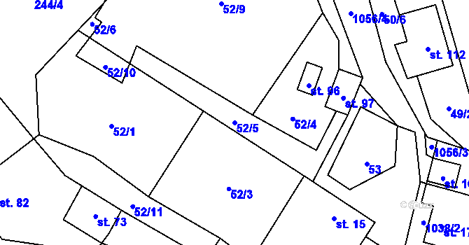 Parcela st. 52/5 v KÚ Kozly u Loun, Katastrální mapa