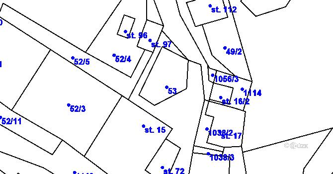 Parcela st. 53 v KÚ Kozly u Loun, Katastrální mapa