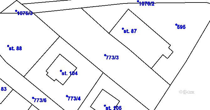 Parcela st. 773/3 v KÚ Kozly u Loun, Katastrální mapa