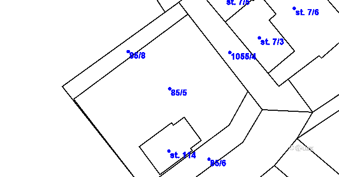Parcela st. 85/5 v KÚ Kozly u Loun, Katastrální mapa