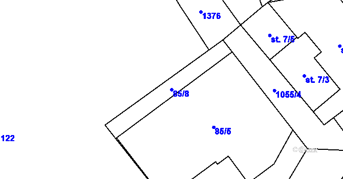 Parcela st. 85/8 v KÚ Kozly u Loun, Katastrální mapa