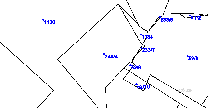 Parcela st. 244/4 v KÚ Kozly u Loun, Katastrální mapa