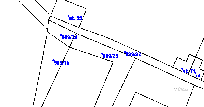Parcela st. 989/25 v KÚ Kozly u Loun, Katastrální mapa