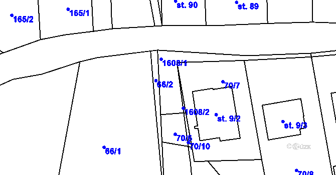 Parcela st. 9/1 v KÚ Kozmice u Benešova, Katastrální mapa