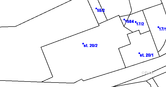 Parcela st. 20/2 v KÚ Kozmice u Benešova, Katastrální mapa