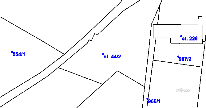 Parcela st. 44/2 v KÚ Kozmice u Benešova, Katastrální mapa