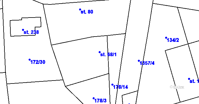 Parcela st. 68/1 v KÚ Kozmice u Benešova, Katastrální mapa