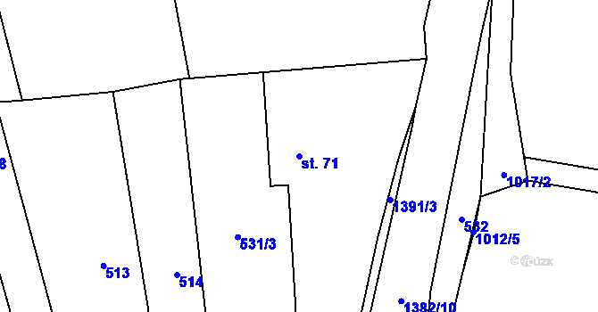 Parcela st. 71 v KÚ Kozmice u Benešova, Katastrální mapa