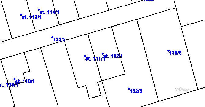 Parcela st. 112/1 v KÚ Kozmice u Benešova, Katastrální mapa